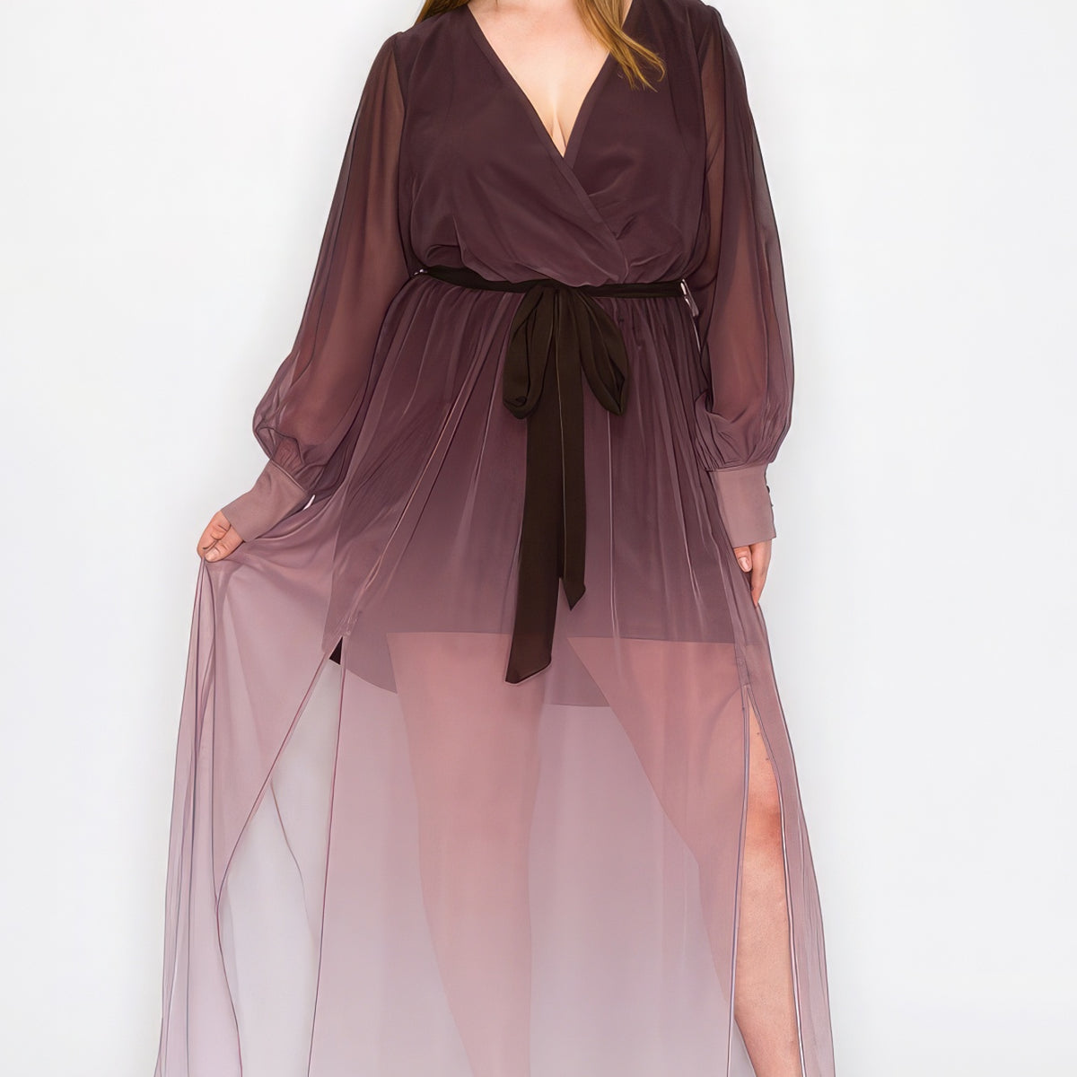 Ombre Chiffon Wrap Maxi Dress  Mara Blak