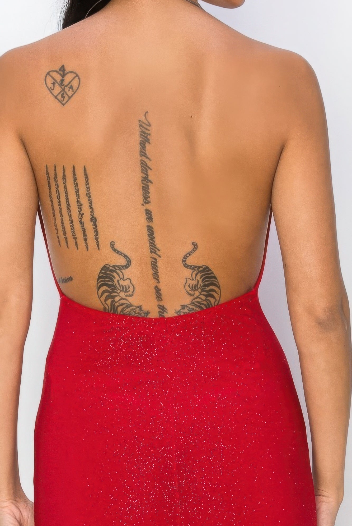 Necklace Trim Red Maxi Dress