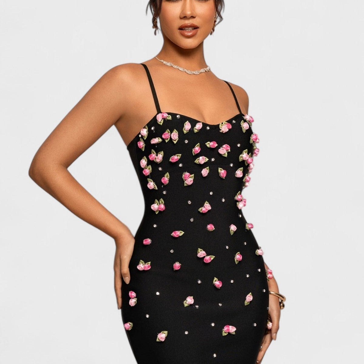 strapless open back dress Rosebud Embellished Bandage Mini Dress – Mara Blak