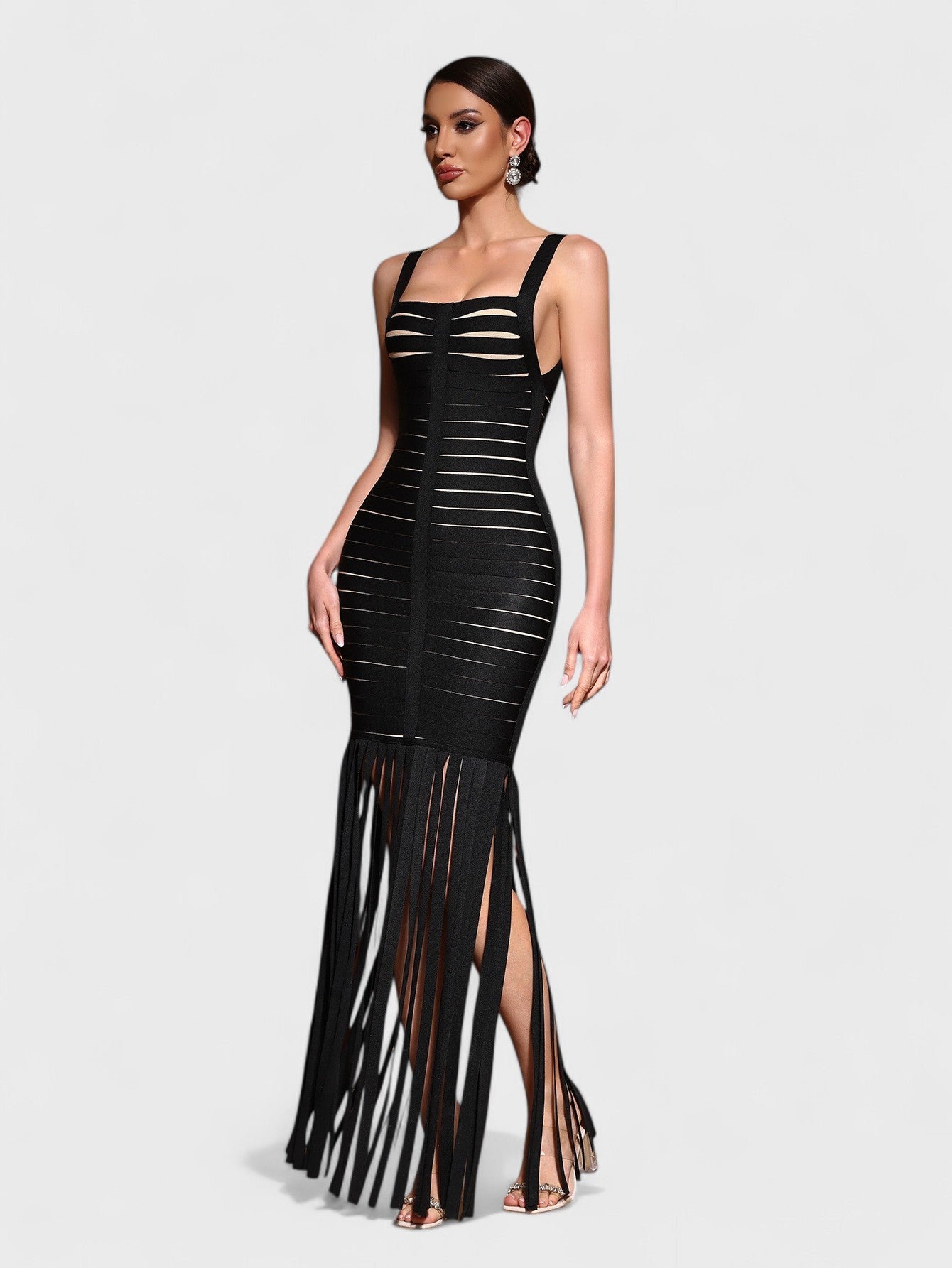 Aria Cut-Out Fringe Bandage Maxi Dress Mara Blak Aria Cut-Out Fringe Bandage Maxi Dress Mara Blak