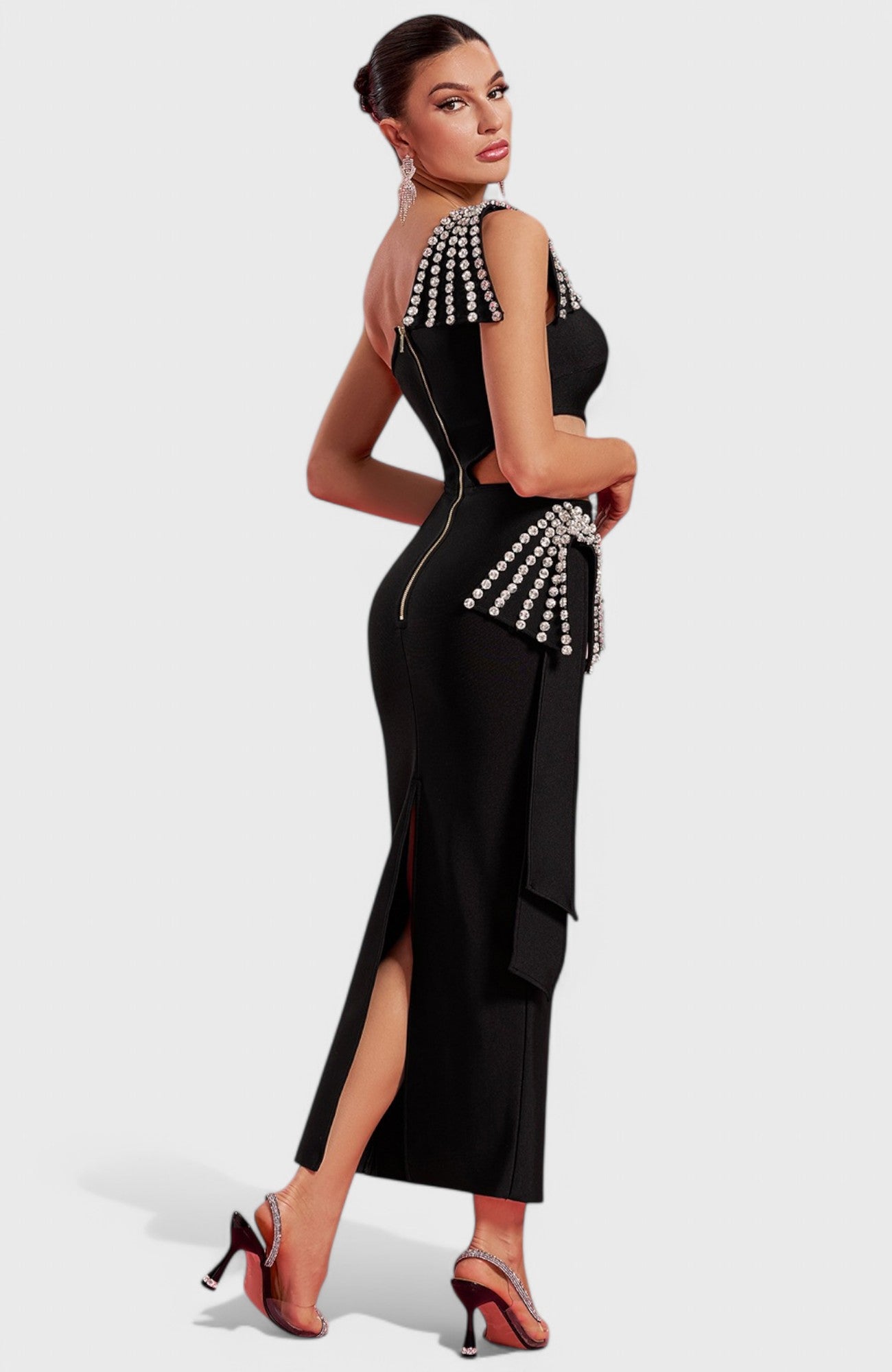 Aria One Shoulder Crystal Cut Out Maxi Dress Mara Blak Aria One Shoulder Crystal Cut Out Maxi Dress Mara Blak