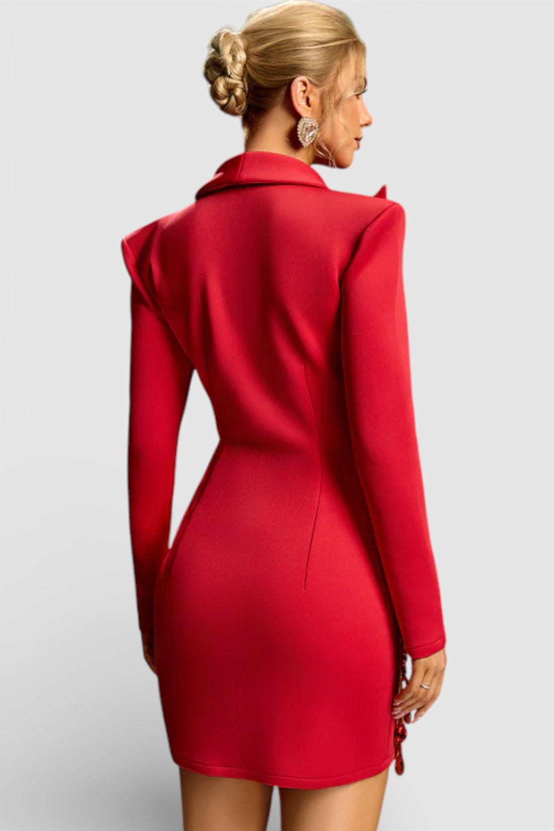 Dana Embellished Scuba Knit Blazer Mini Dress Red Mara Blak Dana Embellished Scuba Knit Blazer Mini Dress Red Mara Blak