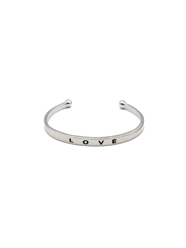 Silver, Black, Gold Stainless Steel Love Cuff Bangle – Mara Blak