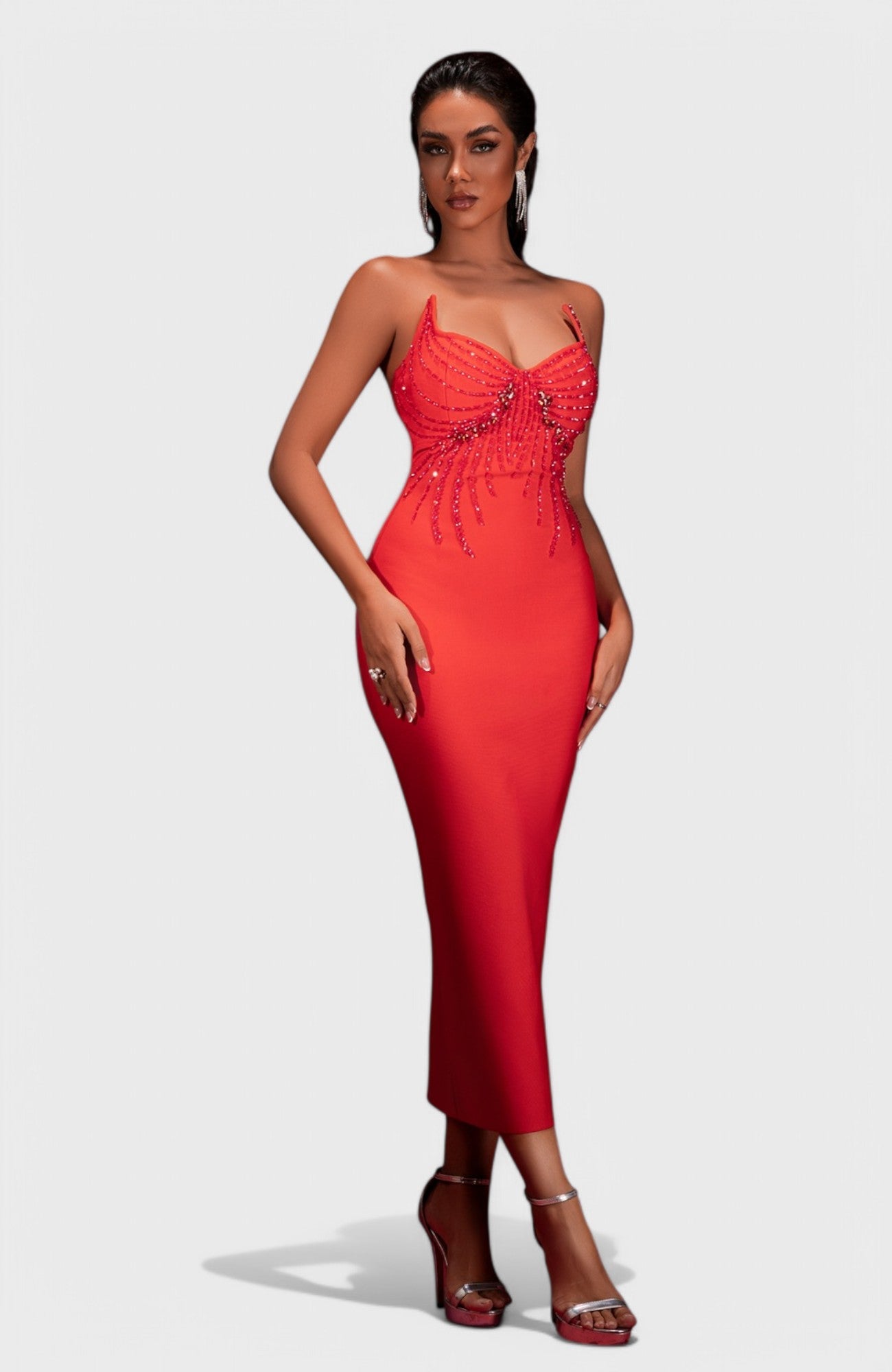 Scarlett Beaded Strapless Bandage Maxi Dress Mara Blak Scarlett Beaded Strapless Bandage Maxi Dress Mara Blak