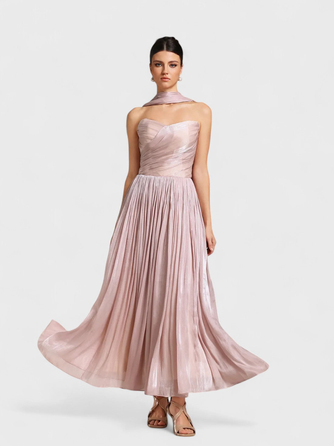 Sophia Strapless Pleated A-Line Evening Maxi Dress Mara Blak Sophia Strapless Pleated A-Line Evening Maxi Dress Mara Blak