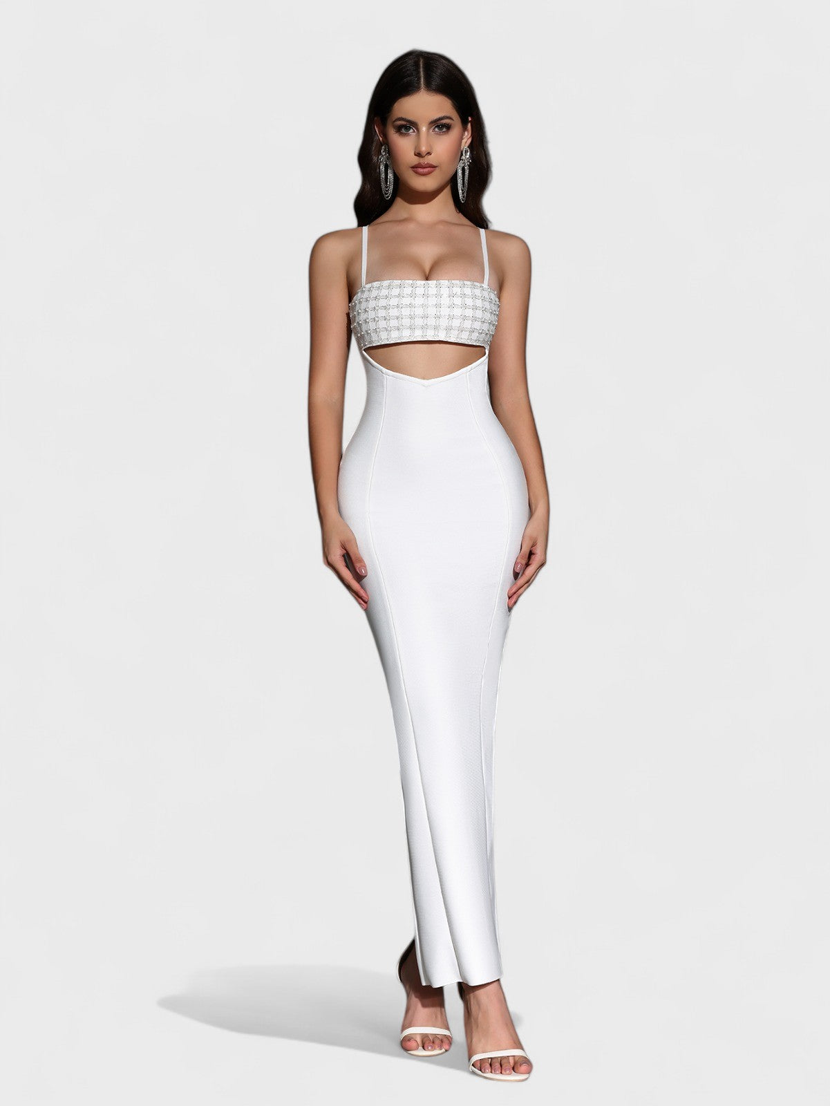 Valeria Cut-Out Bandage White Maxi Dress Mara Blak Valeria Cut-Out Bandage White Maxi Dress Mara Blak
