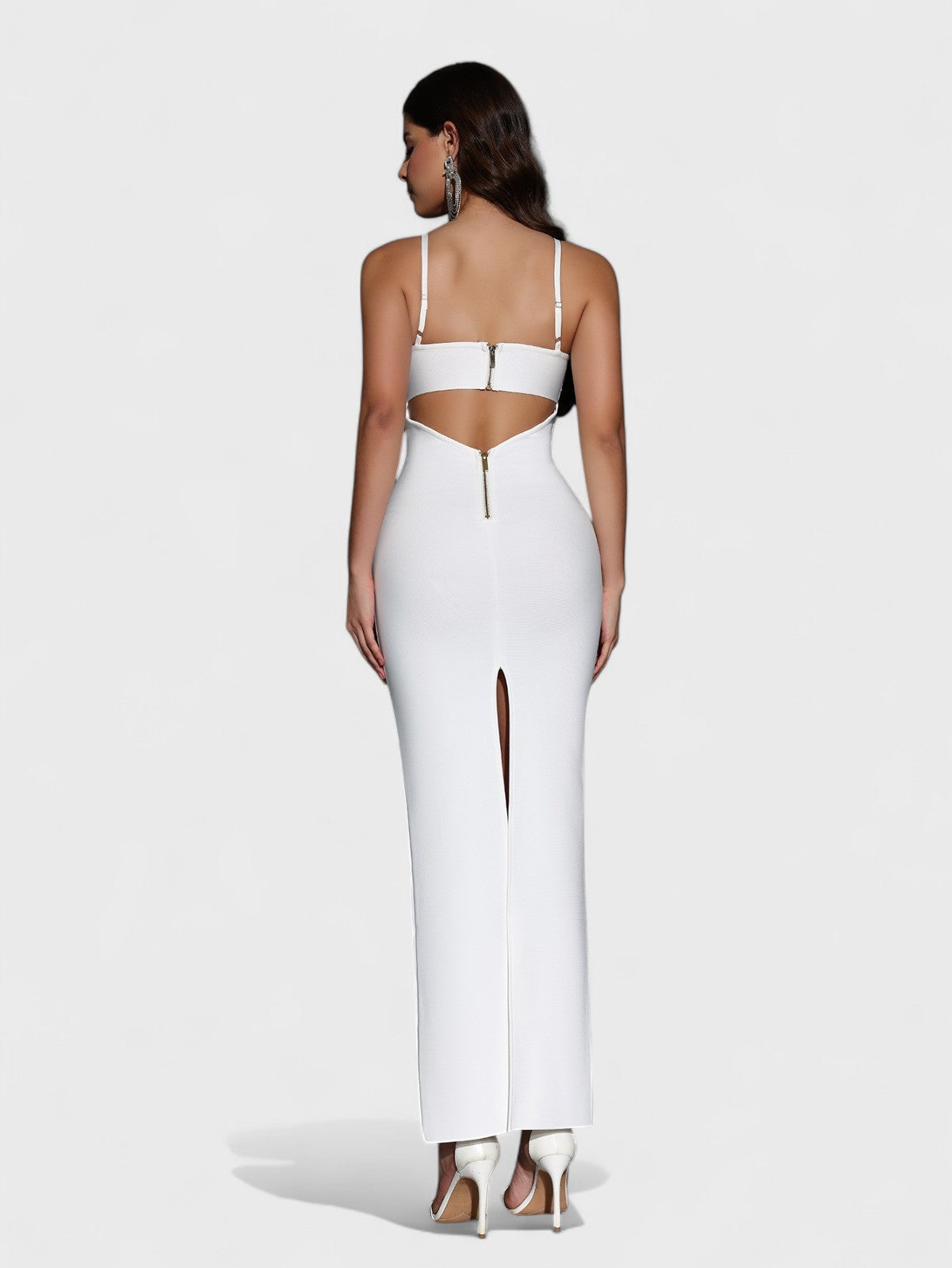 Valeria Cut-Out Bandage White Maxi Dress Mara Blak Valeria Cut-Out Bandage White Maxi Dress Mara Blak